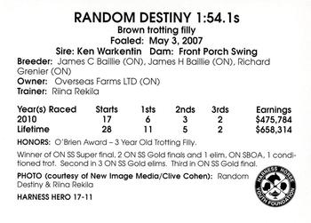 2011 Harness Heroes #17 Random Destiny Back